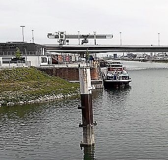 Mannheimer Hafen: Hafenbecken vor der Rheinbrücke